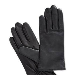 Charter club black leather cashmere tech gloves
